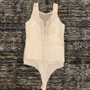 Lulus white lace thong bodysuit Size S